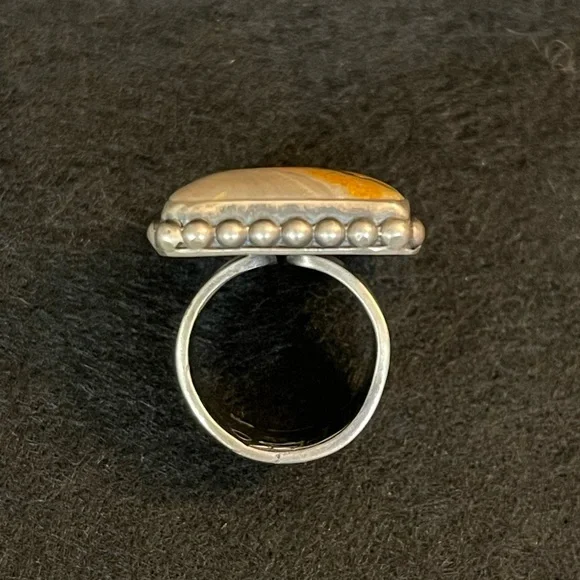 STERLING SILVER BUMBLEBEE JASPER RING ✨STATEMENT PIECE✨ - Picture 8 of 16